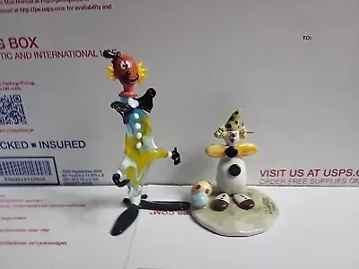 Vtg Murano Circus Clown Hand Blown Art Glass Figurine Sculpture 4” & Cabrelli • $19.96