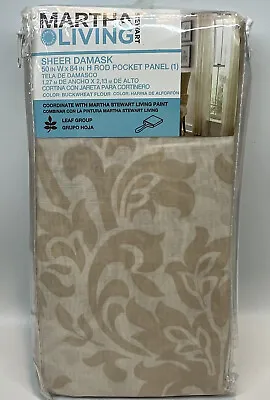 Martha Stewart Sheer Damask Rod Pocket Curtain Panel 50 X 84 Buckwheat Flour New • $12.59