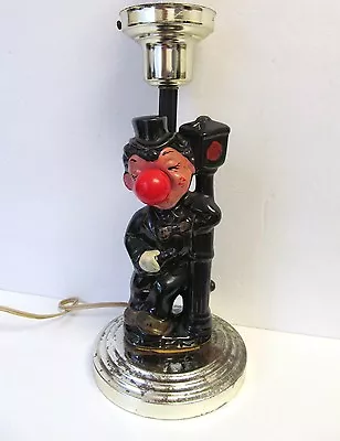 Hobo Clown Table Lamp Light Porcelain Light Up Nose 3-Way Electric Japan 60's • $48.95