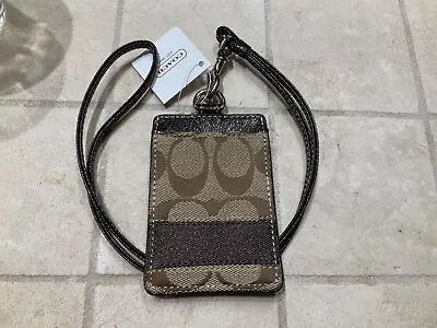 NWT COACH Khaki/Mahogany Signature C Lanyard Badge ID Card Case Holder #61766 • $82.22