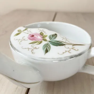 Antique Porcelain Feeding/Invalid Cup. Hand Painted Rose Design • £12