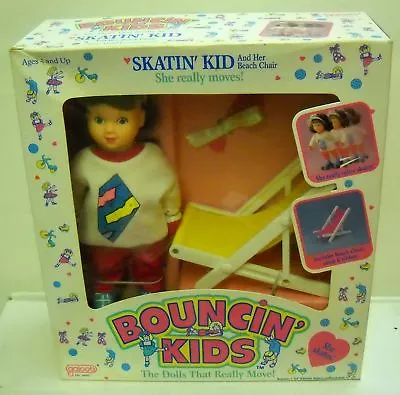 #1143 NRFB Vintage Galoob Bouncin Kids Skatin Kid & Her Beach Chair • $169.24