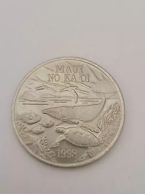 Hawaii 1998 Maui Hawaii Trade Dollar Token Whale Fish Animal Turtle Bird  • $20