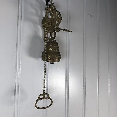 Vintage Ornate Brass Wall Mount Door Porch Bell • $34.94