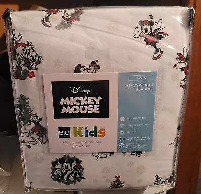 Disney Mickey & Minnie Mouse Flannel Sheet Set Twin Bed Christmas Sheets NEW  • $39.99