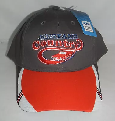 NWT Ford Mustang Country Logo Gray Adjustable Baseball Hat Cap • $21.51