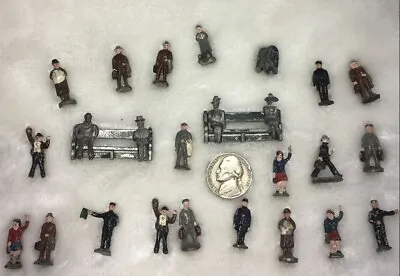 Vintage Lot Mini Tiny Lead People Benches Mailbox Christmas Or Village Figures • $79.79