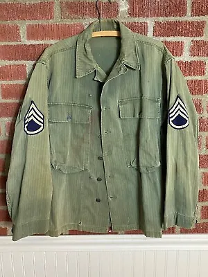 Original WWII WW2 1940s M43 HBT Jacket/Shirt US Army 13 Star Button Ranked 36R • $110