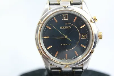 Vtg Seiko Kinetic 5M62-0C70 Two-Tone Steel Auto-Quartz Dress Watch • $150