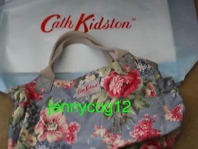 Cath Kidston Ladies Blue Floral BLOOMSBURY DAY BAG SHOPPER 2-HANDLE TOTE HANDBAG • £40