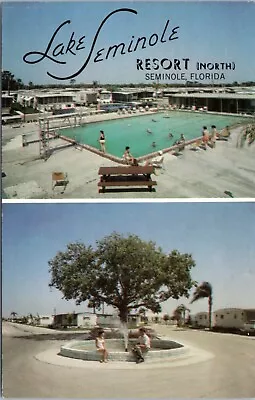 Postcard FL - Lake Seminole Resort - Mobile Home Community - Pool Fountain • $11.97