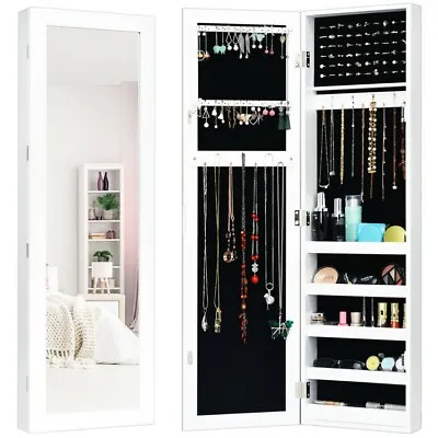 Door & Wall Mounted Wooden Armoire Storage Jewelry Cabinet W/ Full Length Mirror • $78.97