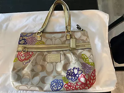 Coach Poppy Daisy Signature Applique Glam Tote Bag F20794 • $54.88