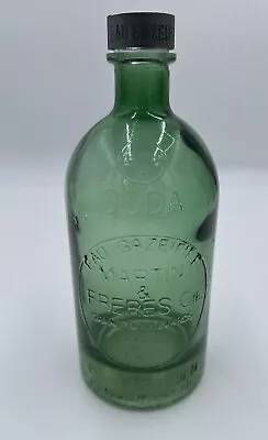 Vintage Martin & Freres 1931 1 Liter Green Soda/Seltzer Bottle Gazeifiee Paris • $69.95