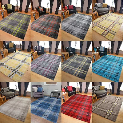 £31.99 • Buy Modern Soft Tartan Rugs Highland Check Long Floor Runner Small Extra Large Cheap
