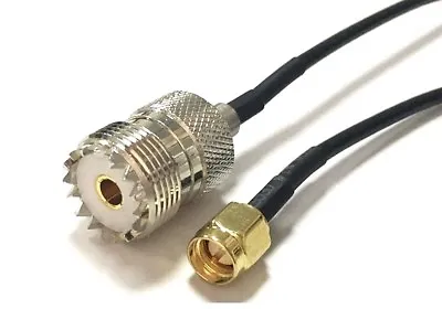 £7.50 • Buy UHF PL259 SO239 Female To SMA Male Pigtail Cable RG174 1m