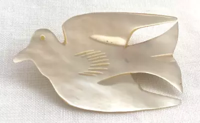 Vintage Pin Brooch Mother Of Pearl Peace Dove Made In Bethlehem 2  • $12