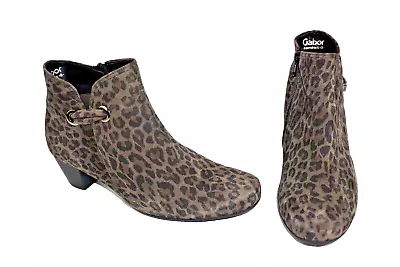 Gabor Animal Print Suede Zip Up Ankle Boots UK Size 5. EU 38 • £19.99