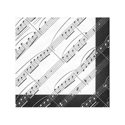 Music Notes Napkins 1 Pack (20 Ct) - Musical Birthday Recital Black And White • $5.95