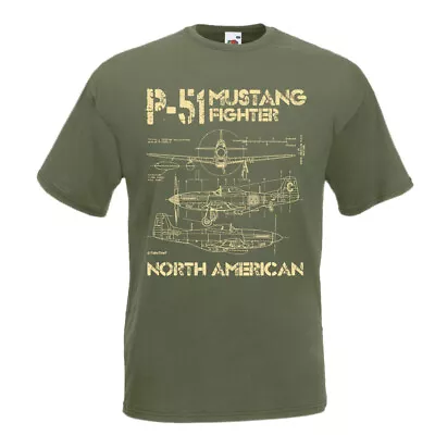 P51 Mustang Fighter Blueprint T-Shirt North American Birthday Gift • $16.80