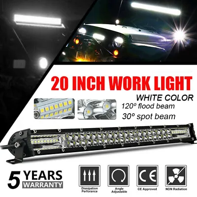 20inch 280W Slim Led Work Light Bar Dual Row Spot Flood Combo UTE Truck SUV ATV • £35.62