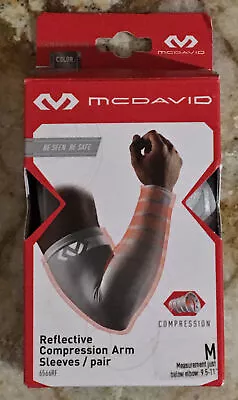 MCDAVID Reflective Compression Ultr Silver Basketball Arm Sleeve Pair NEW Mens S • $22.43