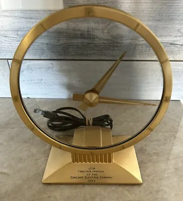 Vintage 1950's Jefferson Golden Hour Electric Mystery Clock Works Engraved • $139.95