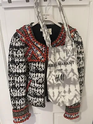 ISABEL MARANT Pour H&M Embroidered Beaded Jacket Sz 4/34- Including Bag & Hanger • $199