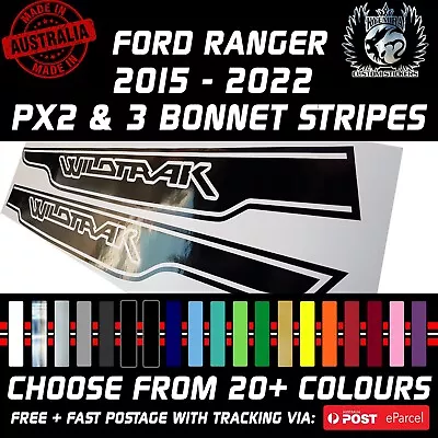 PAIR Of Ford Ranger WILDTRAK PX2 PX3 2015-2022 WILDTRAK BONNET STRIPES STICKERS • $56