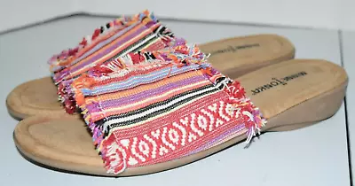 Minnetonka Womens Slides Sandals Boho Flat Fringe Slip On 8 • $21.99