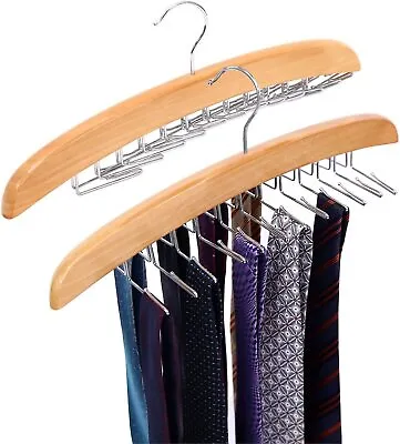 $22.99 • Buy Tie Hanger, Ohuhu Wooden Tie Rack 24  Belt Hook Closet Organizer, 2 Pack