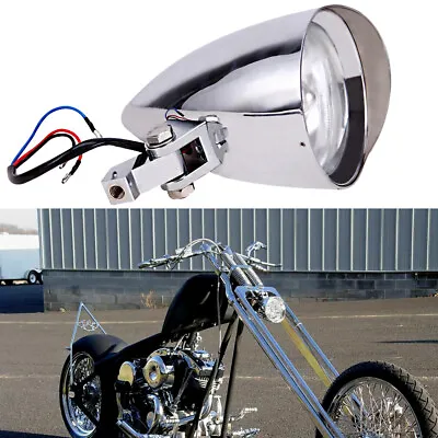 Chrome Motorcycle 4.5  Bullet Tri-bar Headlights For Harley Custom Café Racer • $70.45