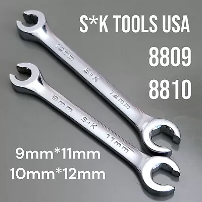 S*K USA Tools 9*11mm 10*12mm #8809 8810 ~ 6 Pt Metric Flared Open End Wrench • $13.99