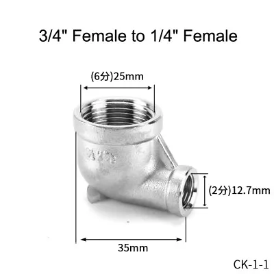 £3.84 • Buy Stainless Steel Reducer 90° Elbow 1/4 3/8 1/2 3/4  1  BSP Male X Female Fittings