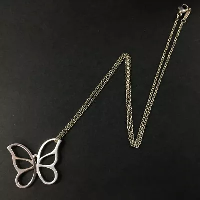 Tiffany&Co. Silver 925 Butterfly Motif Pendant Necklace/5Y0108 • $1
