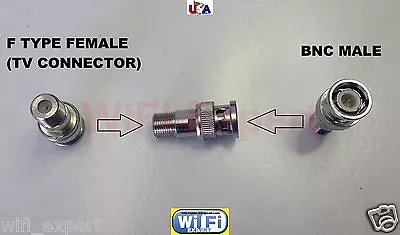 1x Nickel BNC Male Plug To F Type TV Female Jack RF Adapter Connector USA • $7.36