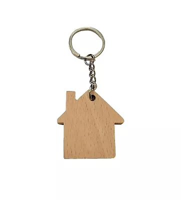 Wooden Key Ring - Little Home Shape  Wood Keyring Keychain Car Keys House • £3.99