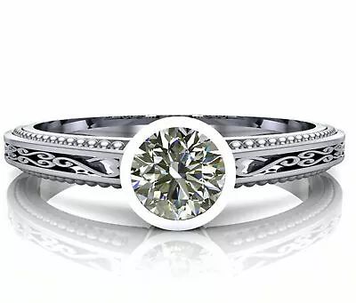 1.54 Ct Vvs1 Near White Moissanite Diamond Engagement Ring 925 Silver Size 9 • $0.99