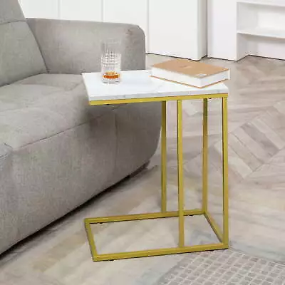 Benton Park Faux Marble Slim C Shaped End Table Gold Frame • $36.53