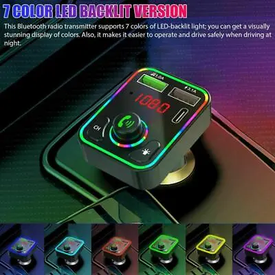 Car Wireless FM Transmitter With Bluetooth 2USB Ports PD Fast Charger MP3 Lot H4 • $15.96