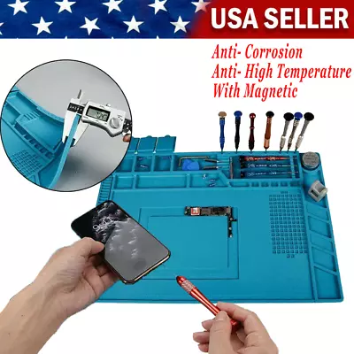  Phone Repair Silicone Pad Desk Heat Insulation Magnetic Work Mat Soldering Iron • $18.95