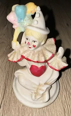 Vintage Ceramic Clown Figurine With Glitter And Balloons  • $6