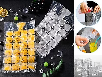 10 X Ice Cube Bags Maker Clear Disposable Bag Fridge Freezer Plastic 240 Cubes • £2.45