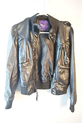 Miley Cyrus Faux Leather Jacket Black Miley Cyrus Max Azria Junior Size Medium • $25