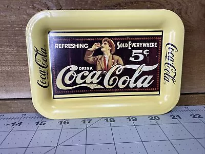 Vintage Small Yellow Coke Cola Tray Depicting 1907 Advertisement Vintage 1989. • $9.99