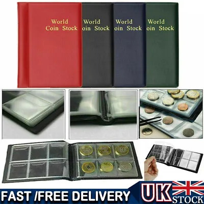 60/120 Album Coin Penny Money Storage Book Case Folder Holder Collecting Collect • £4.77