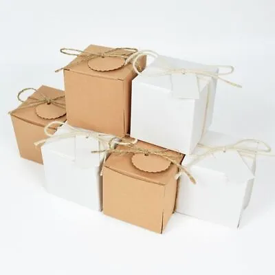 Kraft Paper Candy Boxes - Square Chocolate Party Box Party Packaging Supplies 20 • £24.66