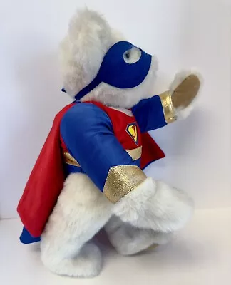 Rare Authentic 15  Vermont Teddy Bear The Superhero  Johnny Plush EUC • $15