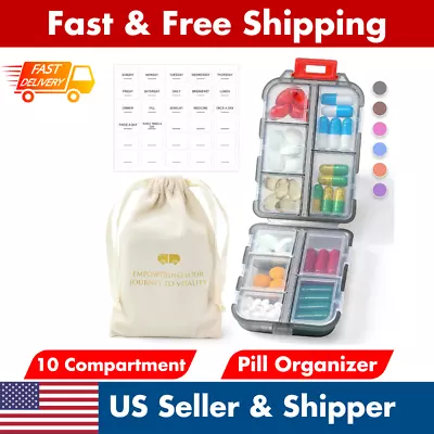 Travel Pill Organizer Box Labels Pocket Pill Holder Box Portable Medicine Case • $6.68