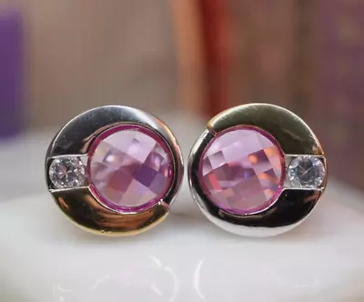 2 Vintage Sterling Silver Large Pink Sapphire CZ Rings X 2 Lot • $0.99